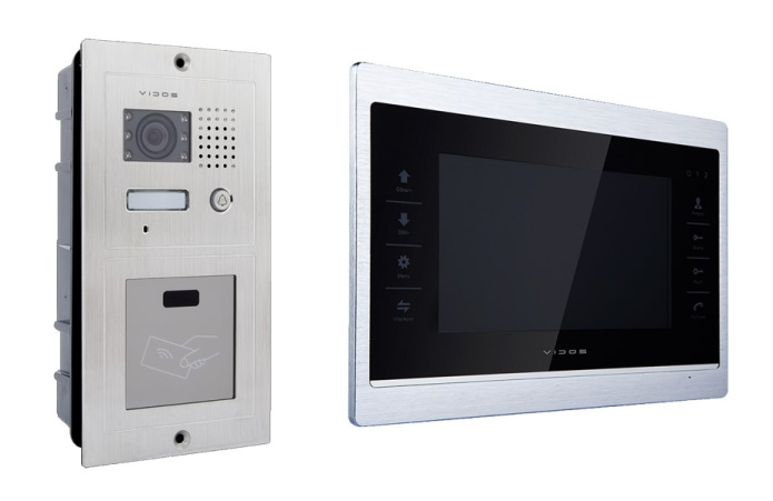 VIDOS Wideodomofon stacja bramowa z czytnikiem RFID S601A-2 monitor 7'' M901SH